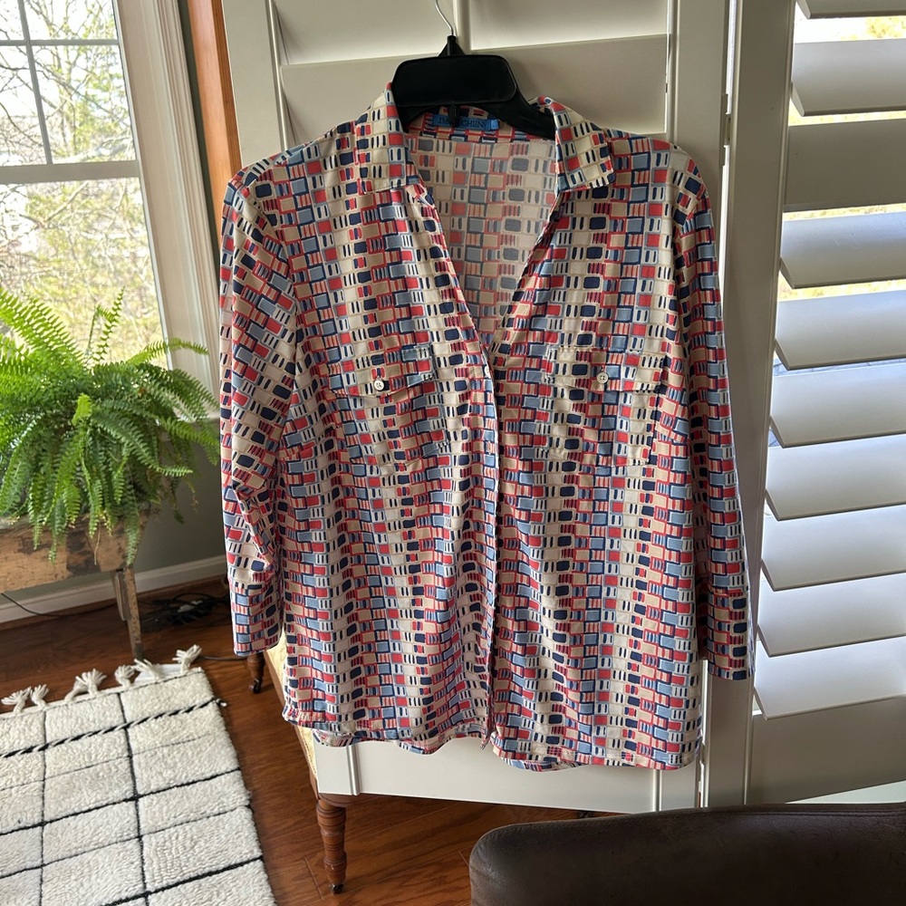 J. McLaughlin Multicolor Geometric Button Down Shirt